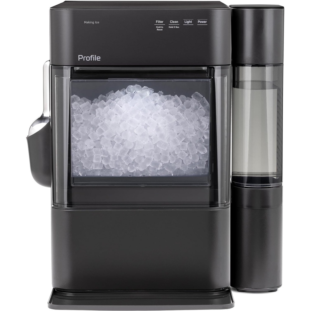 GE Profile Opal 2.0 Ultra Nugget Ice Maker with .75 Gallon Side Tank and Scale Inhibiting Filter, Scoop Included, 38 lbs in 24 Hours, Pellet Ice Machine with WiFi & Smart Connected, Stone White(Black)