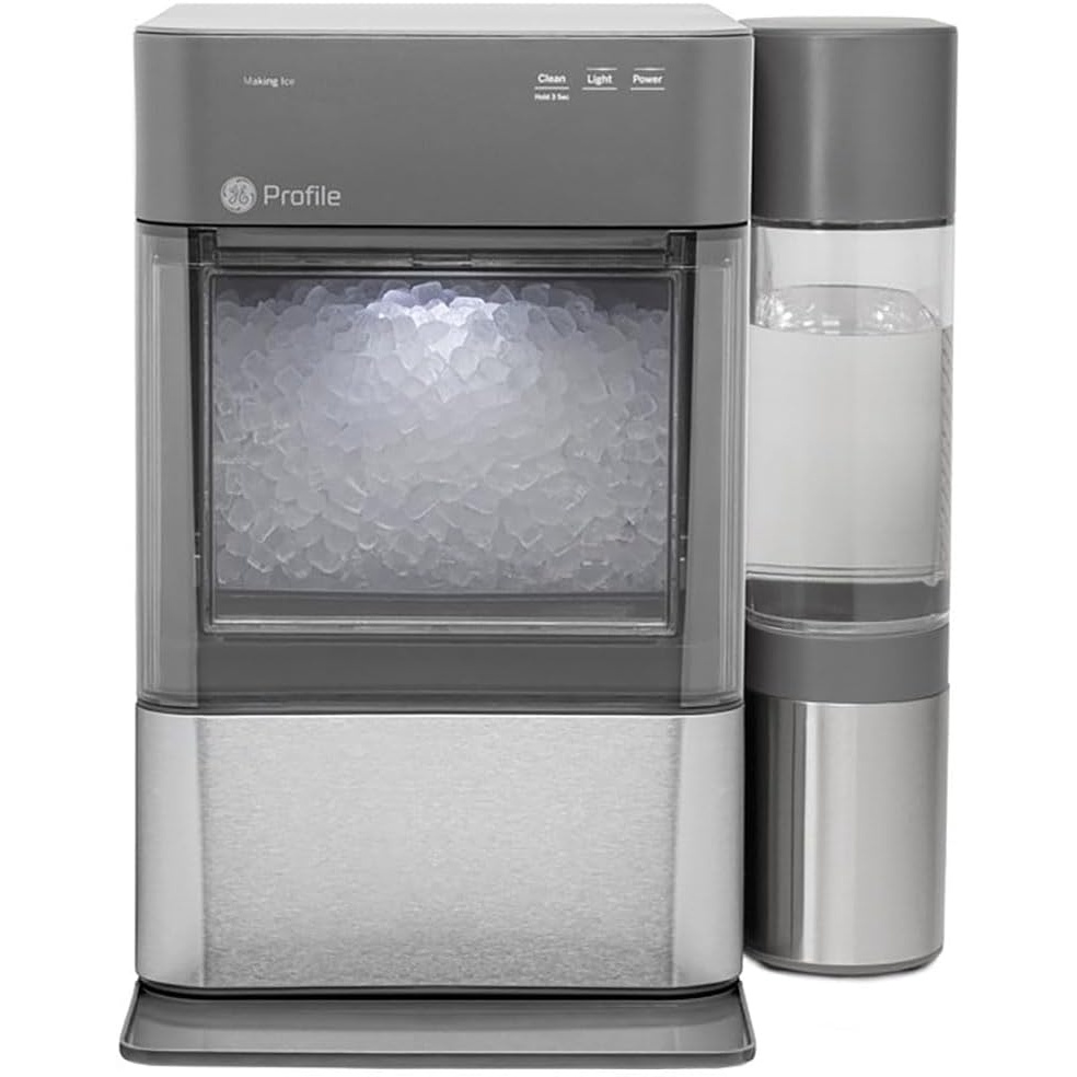 GE Profile Opal 2.0 XL with 1 Gallon Tank, Chewable Crunchable Countertop Nugget Ice Maker, Scoop Included, 38 lbs in 24 Hours, Pellet Ice Machine with WiFi & Smart Connected, Moonstone Blue(Stainless Steel)
