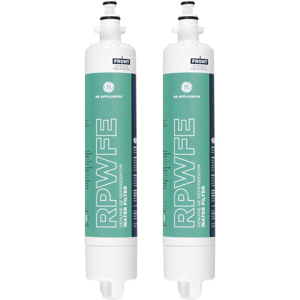 GE RPWFE Refrigerator Water Filter, Genuine Replacement Filter, Certified to Reduce Lead, Sulfur, and 50+ Other Impurities, Replace Every 6 Months for Best Results, Pack of 1(Pack of 2)