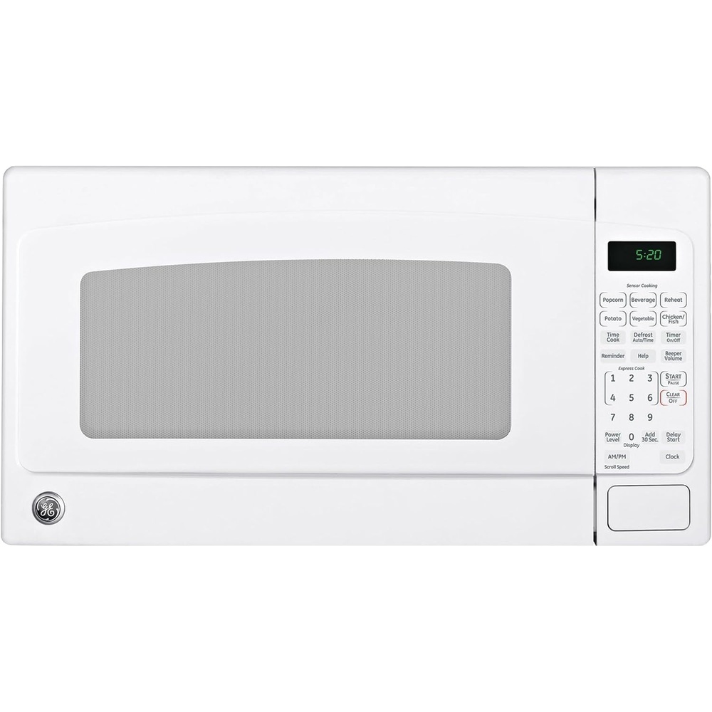 GE Countertop Microwave Oven, 1,200-watt Capacity, 2.0 Cubic Ft., 8 Auto Setting Cooking Settings, Child-Lock Technology, Kitchen Essentials for the Countertop, Dorm Room or Apartment, Black(White)