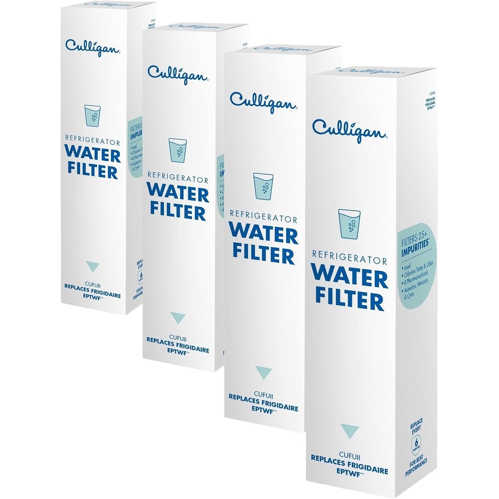 Culligan CUFUII Replaces Frigidaire (EPTWF), CUFUII Refrigerator Water Filter, Replace Every 6 Months, Pack of 1(Pack of 4)