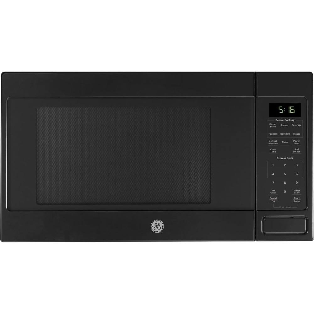 GE Countertop Microwave Oven, 1,150-watt Capacity, 1.6 Cubic Ft., 8 Auto Cooking Settings, Child-Lock Technology, Kitchen Essentials for The Countertop, Dorm Room or Apartment, Black Stainless(Black)