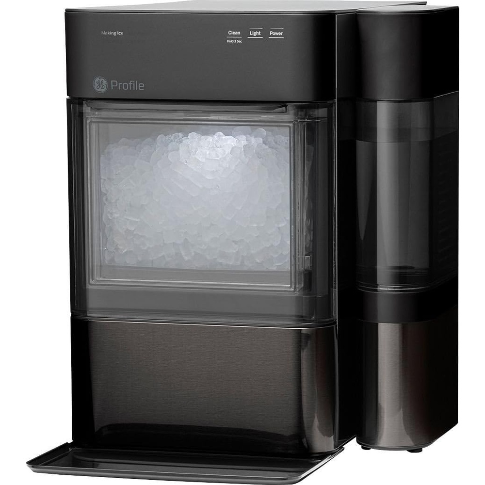 GE Profile Opal 2.0 with 0.75 Gallon Tank, Chewable Crunchable Countertop Nugget Ice Maker, Scoop included, 38 lbs in 24 hours, Pellet Ice Machine with WiFi & Smart Connected, Black Stainless Steel(Black Stainless)