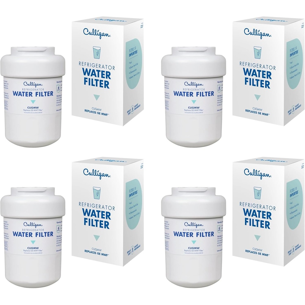 Culligan CUGMW Refrigerator Water Filter | Replacement for GE Water Filter (MWF) | Replace Every 6 Months | Pack of 1(Pack of 4)