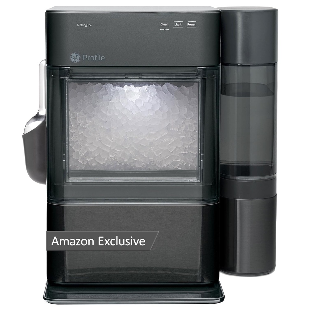 GE Profile Opal Ultra, Countertop Nugget Ice Maker, 1 Gal XL Side Tank, *Amazon Exclusive*, 38 lbs/Day, Pebble Pellet Crushed Ice Machine, WiFi Moonstone Blue(Black Stainless Steel)