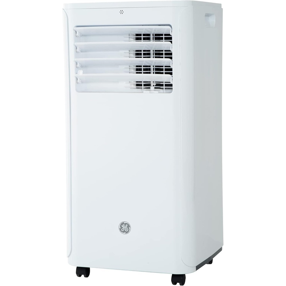 GE 5,000 BTU Portable Air Conditioner for Small Rooms up to 150 Sq Ft, Compact 3-in-1 AC Unit with Dehumidifier & Fan, No-Drain Auto Evaporation, Remote, Ez Install Kit, White(6 000 BTU)