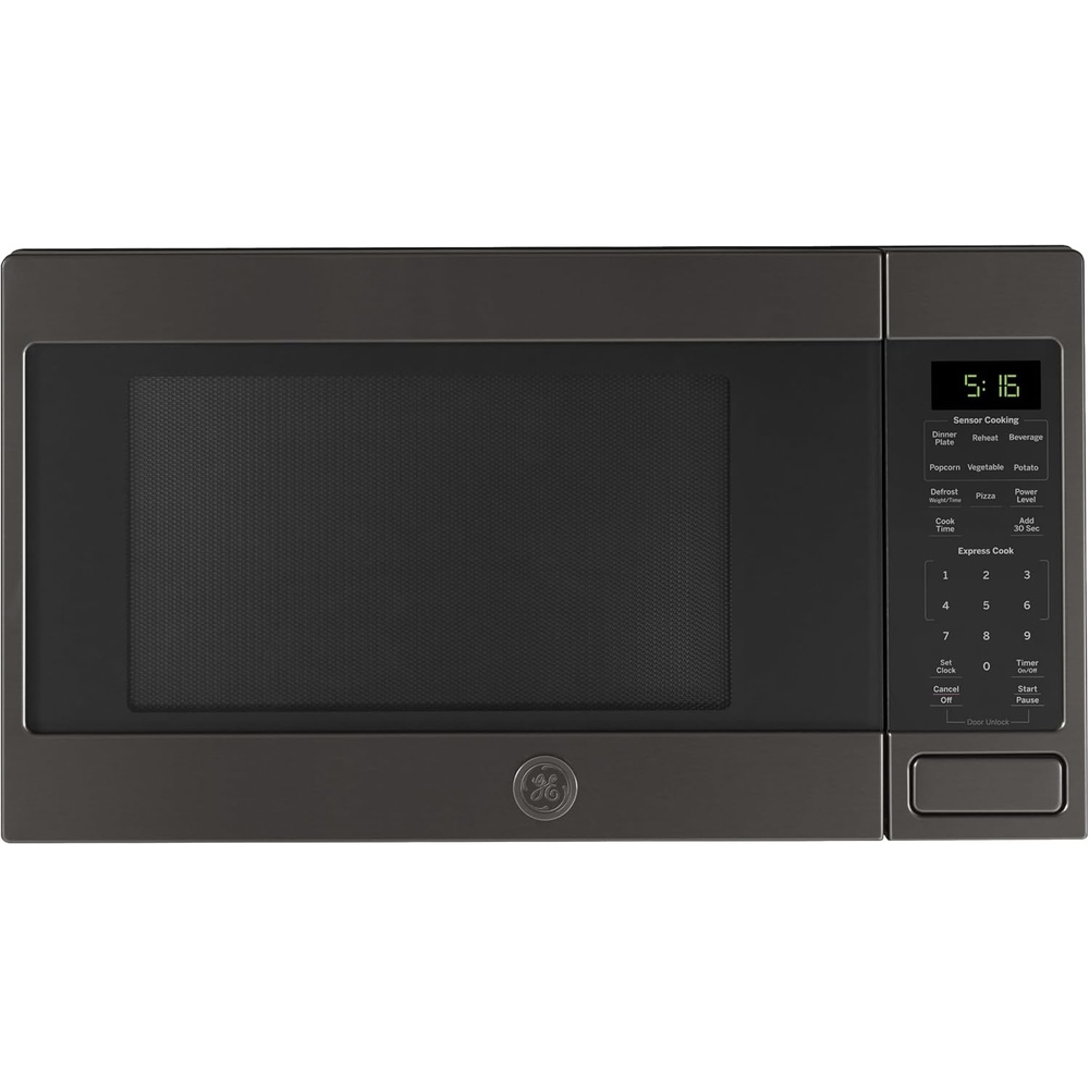 GE Countertop Microwave Oven, 1,150-watt Capacity, 1.6 Cubic Ft., 8 Auto Cooking Settings, Child-Lock Technology, Kitchen Essentials for The Countertop, Dorm Room or Apartment, Black Stainless(Black Stainless)