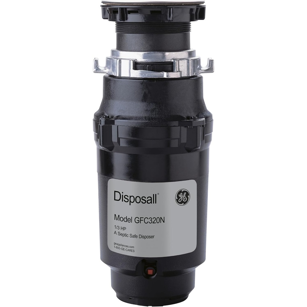 GE Disposall Continuous Feed 1/3 Horsepower Motor Garbage Disposer, Good for Grinding: Cooked Pasta & Fruit Peels, Easy Install Kit, Non-Corded, Recommended for 1-2 Person Homes, GFC320N(1/3 HP Non-Corded)