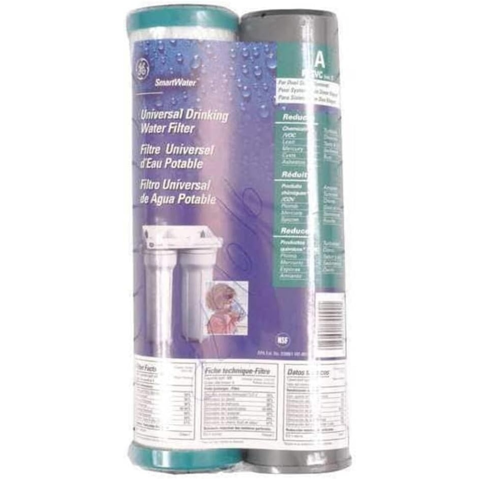 GE FXSVC Under Sink Water Filter, Replacement for Water Filtration System, Twice-Filtered Water, Reduces Sediment & Other Impurities from Water, Replace Every 6 Months, 2 Filters(2 Count (Pack of 1))