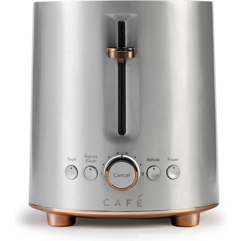 Café Express Finish 2-Slice Toaster | Extra-Wide Slots, Extra Lift for Waffles, Pastries, Texas Toast & More | 4 Pre-Set Functions, 8 Shade Options | Countertop Kitchen Essentials | Stainless Steel(Stainless Steel)