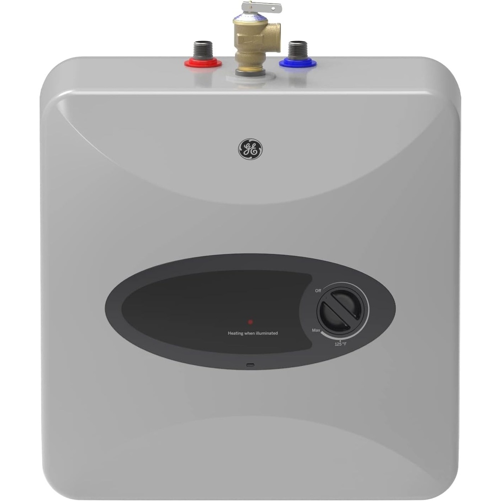 GE Appliances 2.5 Gallon, Versatile Mini Tank Water Heater with Adjustable Thermostat, Easily Installs Under Sink, 120v, GE02P08BAW(6 Gallon)