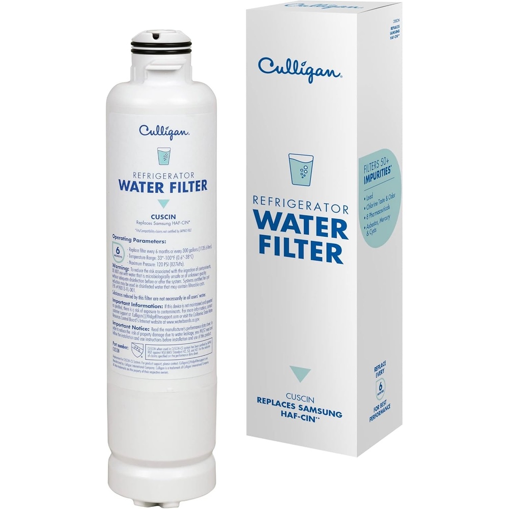 Culligan CUSCIN Refrigerator Water Filter | Replacement for Samsung Water Filter (HAF-CIN) | Replace Every 6 Months | Pack of 1(1 Count (Pack of 1))