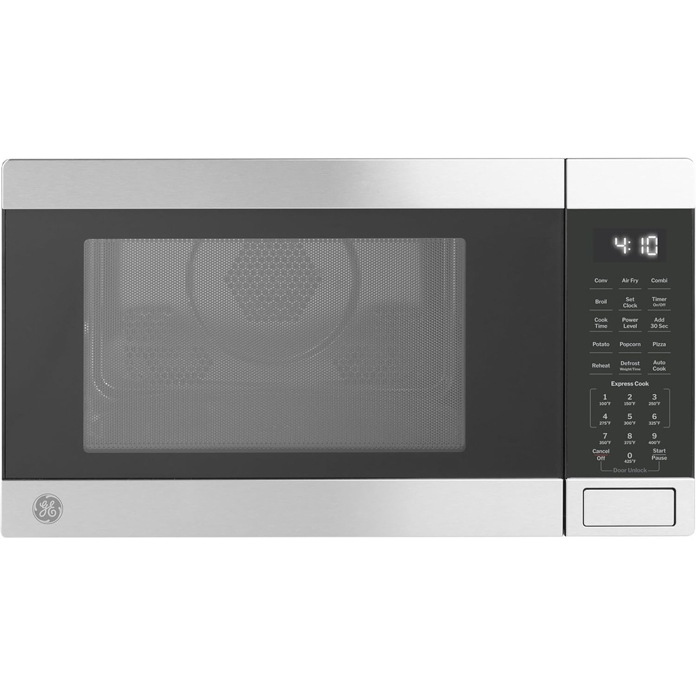 GE 4-in-1 Countertop Microwave Oven, 1.0 Cu Ft, 1050W Convection Microwave with Air Fry & Broil, Compact and Quiet, Stainless Steel, Ideal for Apartments, Dorms & Offices, GCST10A1WSS(Stainless Steel)