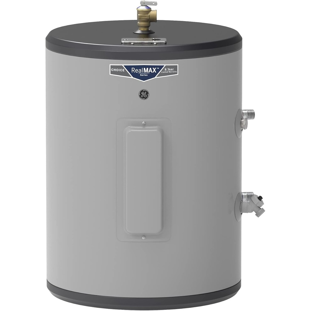 GE Appliances 26 Gallon Versatile, Electric Water Heater with Adjustable Thermostat & Drain Valve, Top Port Lowboy, 240 Volt(18 Gallon Side Port)