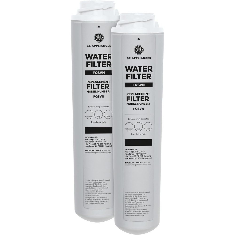 GE FQSVN Under Sink Water Filter | Replacement for Water Filtration System | Easy Install | Reduces Sediment, Rust & Other Impurities from Water | Replace Every 6 Months for Best Results | 1 Filter(2 Count (Pack of 1))