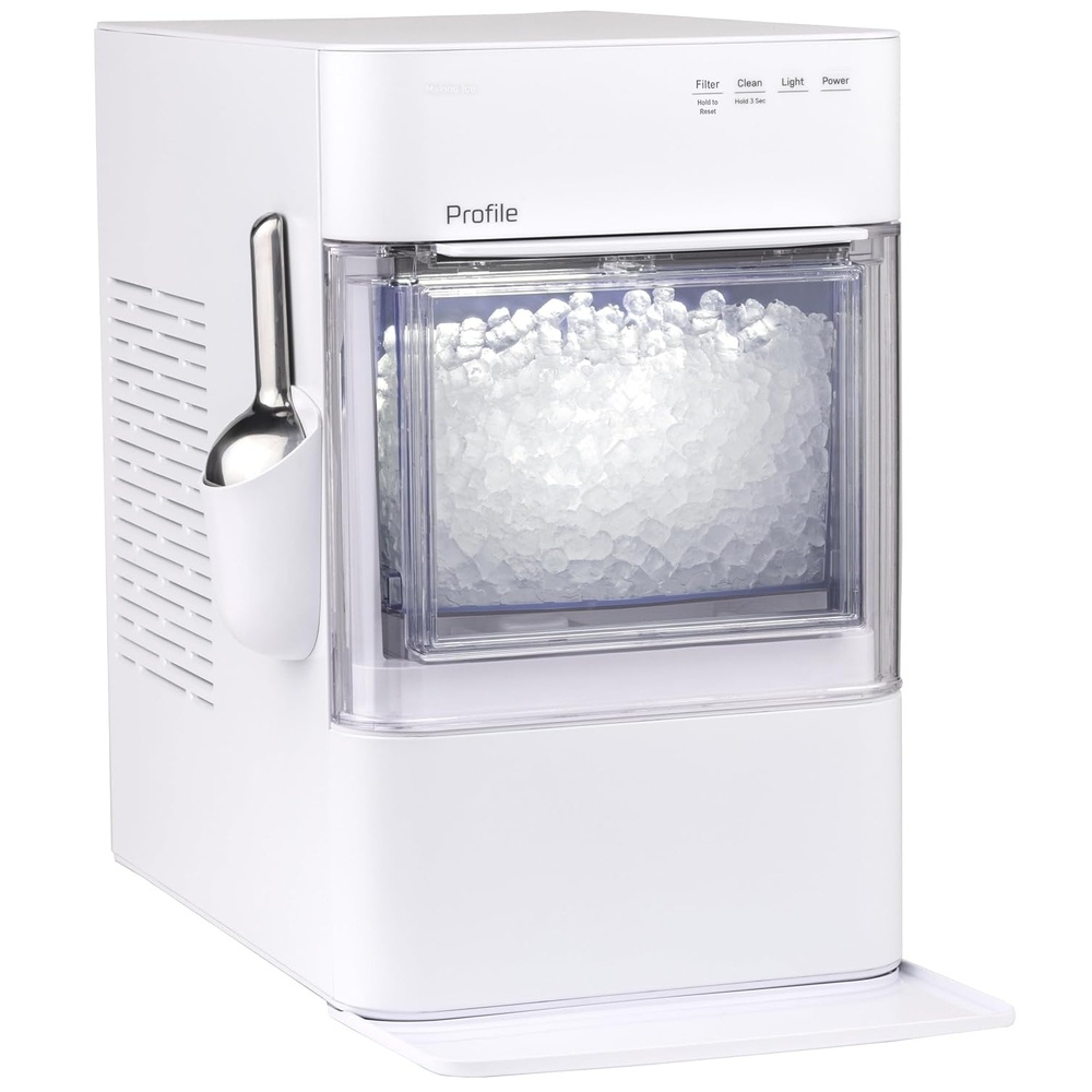GE Profile Opal 2.0 Ultra Nugget Ice Maker with Scale Inhibiting Filter, Scoop Included, 38 lbs in 24 Hours, Pellet Ice Machine with WiFi & Smart Connected, Stone White(Stone White)