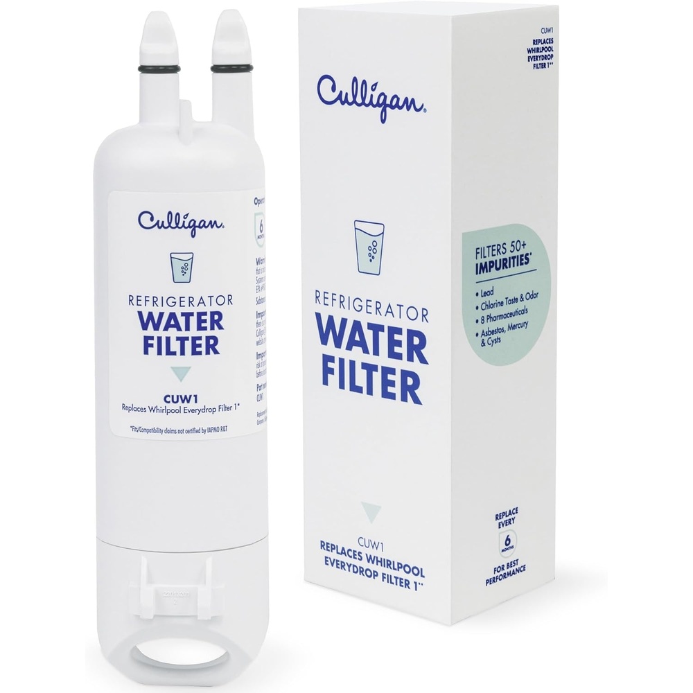 Culligan CUW1 Refrigerator Water Filter, Replacement for Whirlpool Water Filter 1 (EDR1RXD1), Replace Every 6 Months Pack of 1(Pack of 1)