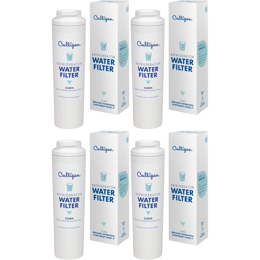 Culligan CUW1 Refrigerator Water Filter, Replacement for Whirlpool Water Filter 1 (EDR1RXD1), Replace Every 6 Months Pack of 1(Pack of 4)