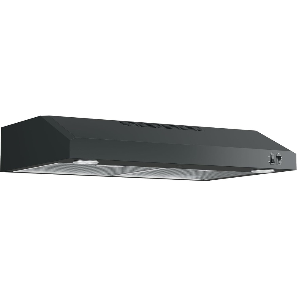 GE 24in. Under Cabinet Range Hood, convertible Duct, 2 Speed Exhaust Fan, Front Control and Reusable Filter, Stainless Steel(Black)