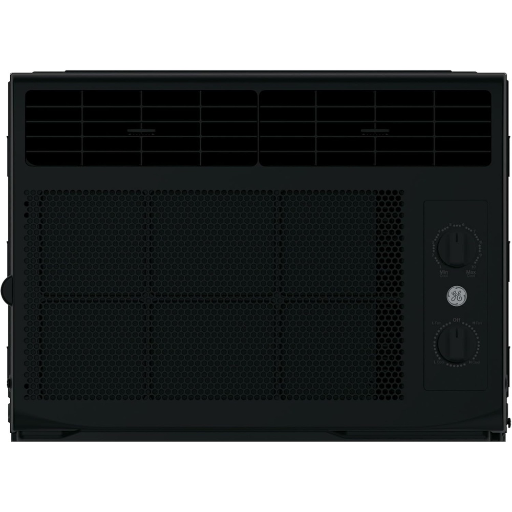 GE 5,000 BTU Black Window Air Conditioner for Room, Compact AC Unit Cools Small Rooms up to 150 Sq Ft, Mechanical Controls, 115V, Easy Install Kit(Black)