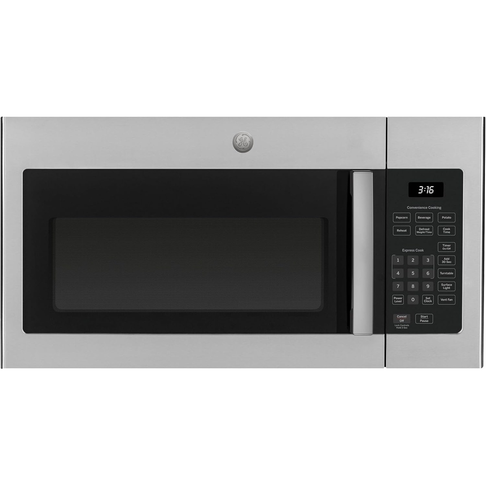 GE 30″ Over-the-Range Microwave, 1.6 Cu. Ft., 1000 Watts, 300 CFM Hood Vent, LED Lighting, Auto Defrost, Easy Mount Install, Stainless Steel, JVM3160RFSS(Stainless Steel)