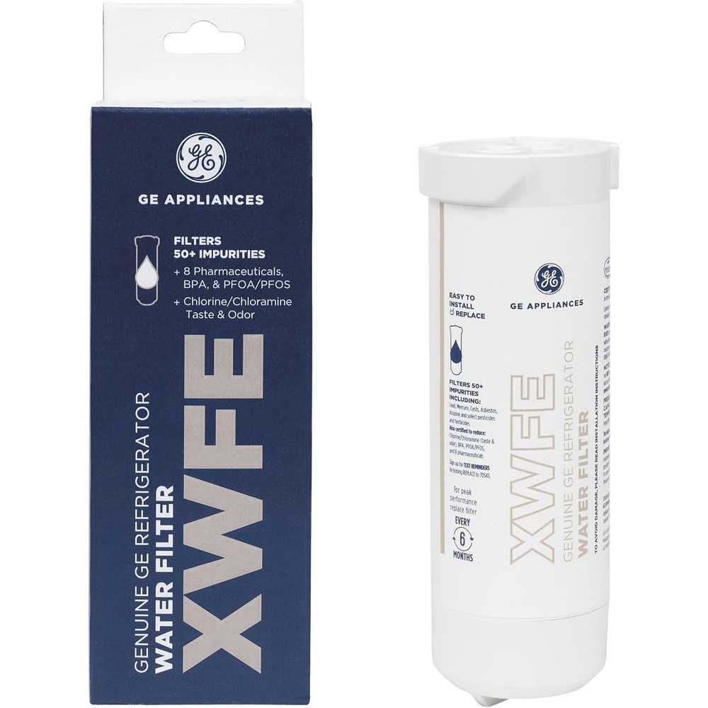 GE XWFE Refrigerator Water Filter, Genuine Replacement Filter, Certified to Reduce Lead, Sulfur, and 50+ Other Impurities, Replace Every 6 Months for Best Results, Pack of 1(Pack of 1)