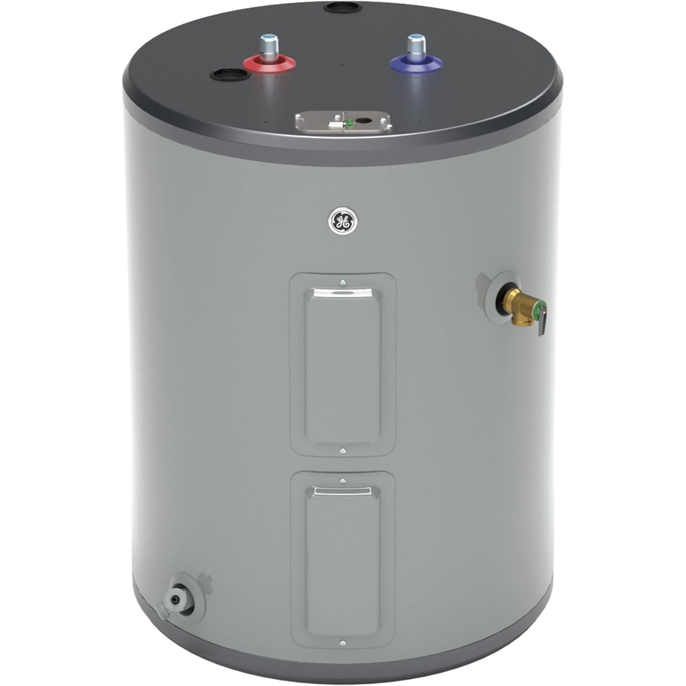 GE Appliances 26 Gallon Versatile, Electric Water Heater with Adjustable Thermostat & Drain Valve, Top Port Lowboy, 240 Volt(26 Gallon Top Port)