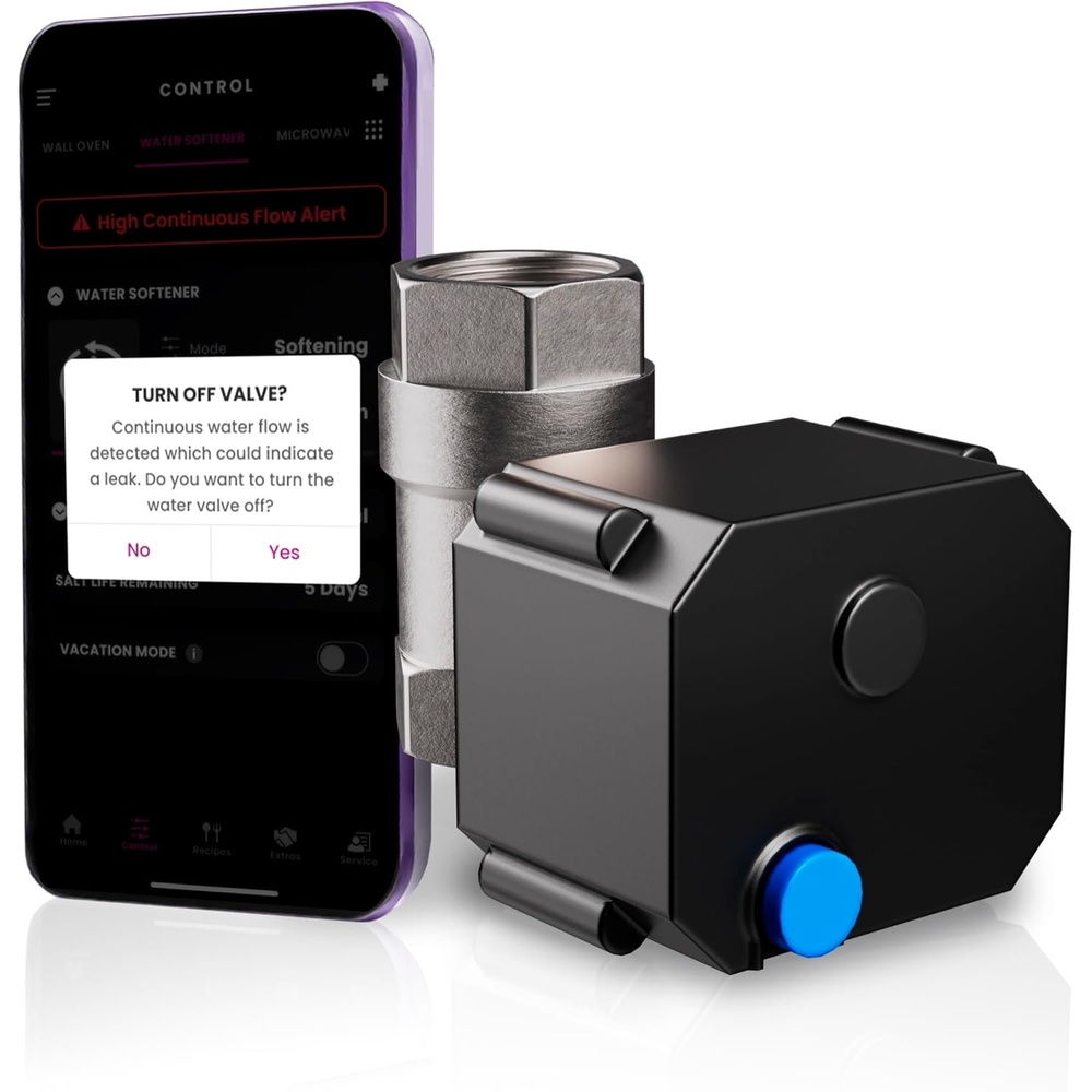 GE Smart Water Softener, 35,000 Grain, Reduce Hard Minerals to Whole House, Built-in WiFi with Water Flow Alerts, Soft Water for Shower, Appliances, and Plumbing, GXSH35W(RMVALVESFT)