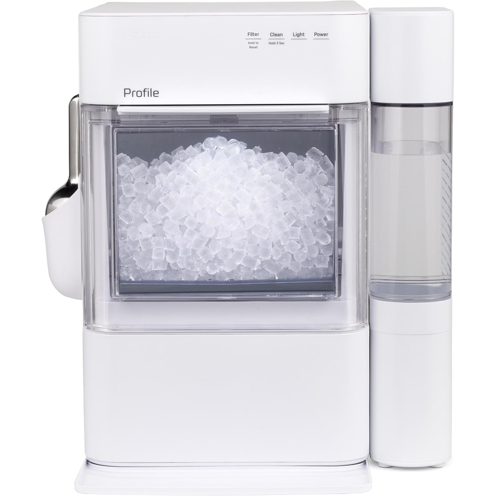 GE Profile Opal 2.0 Ultra Nugget Ice Maker with .75 Gallon Side Tank and Scale Inhibiting Filter, Scoop Included, 38 lbs in 24 Hours, Pellet Ice Machine with WiFi & Smart Connected, Stone White(Stone White)